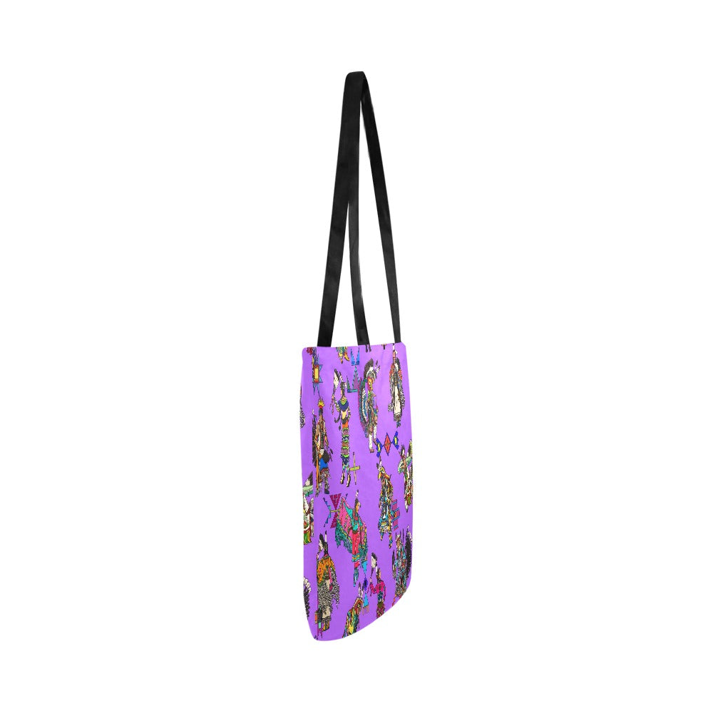 Grand Entry Dancers Purple Reusable Shopping Bag (Two sides)