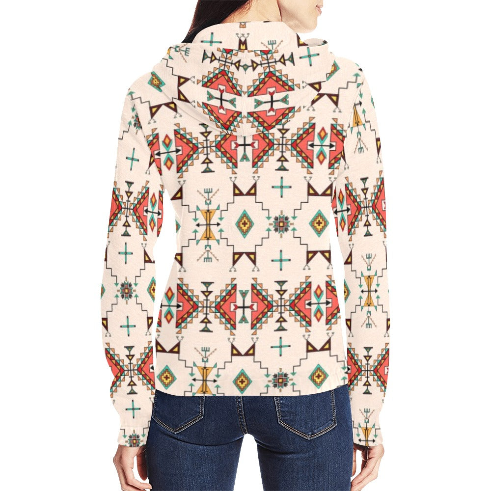 Thunder Flight Cream Full Zip Hoodie for Women