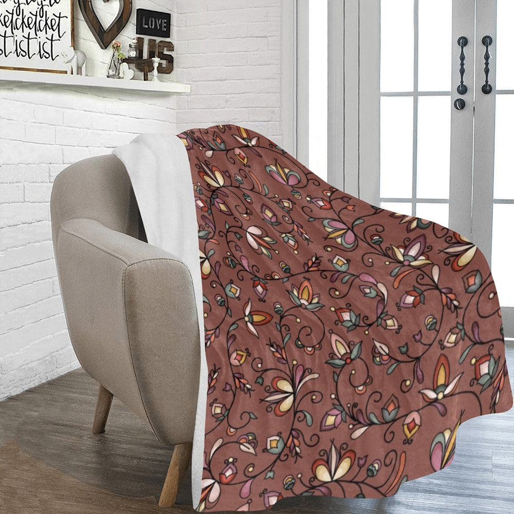 Burnt Sky Petals Brown Ultra-Soft Micro Fleece Blanket 60"x80"