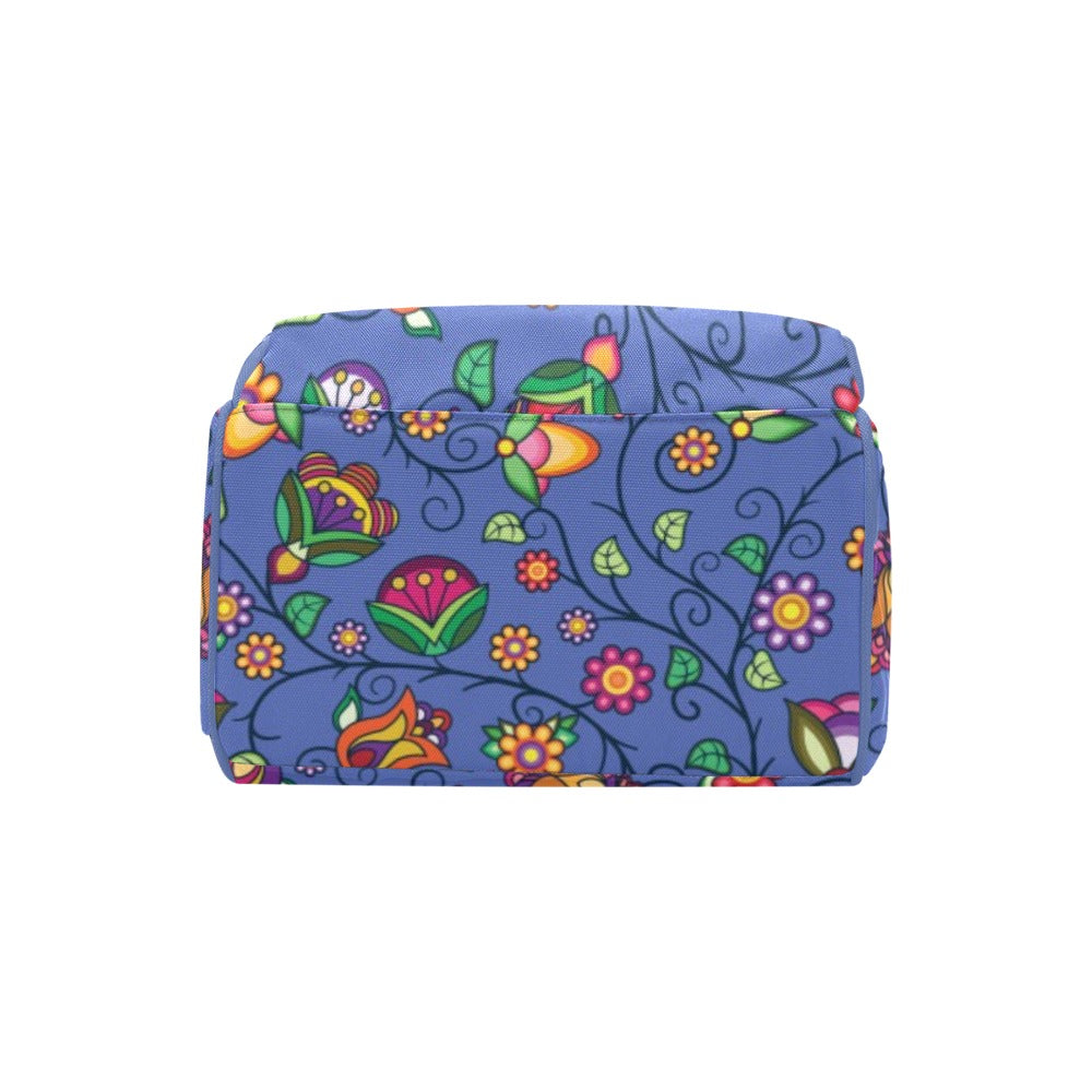 Heartbeat Petals Blue Multi-Function Diaper Backpack/Diaper Bag