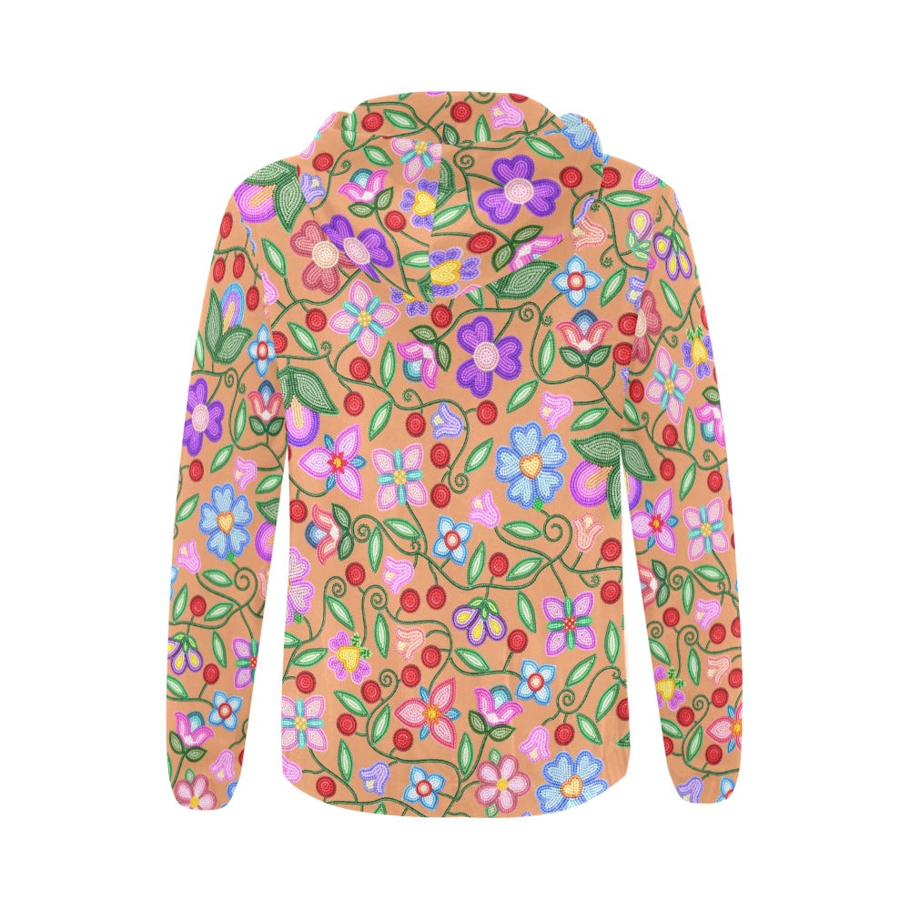 Petal Harmony Terracotta Full Zip Hoodie for Women