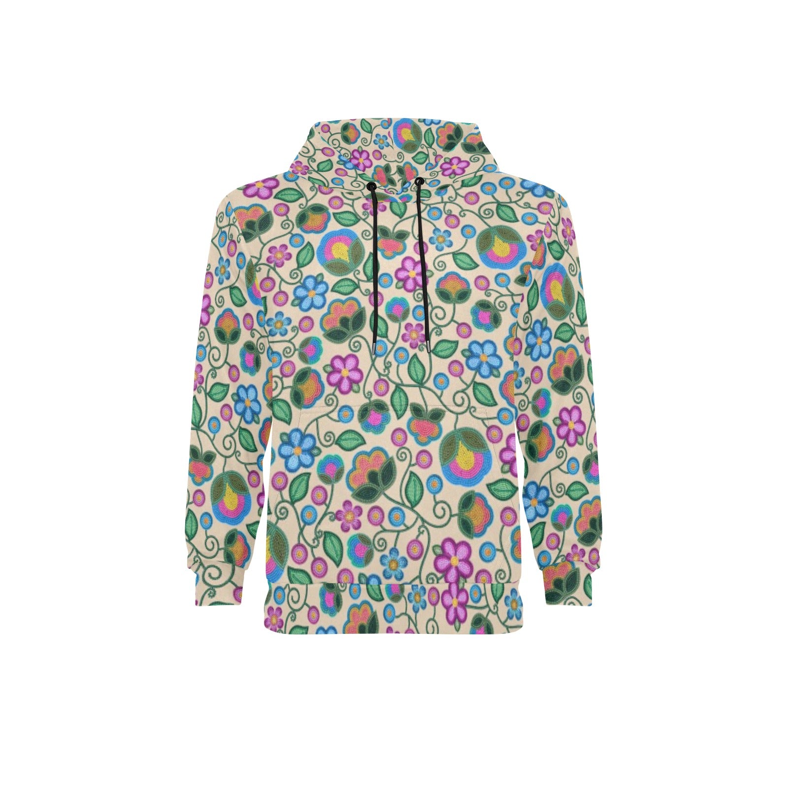 Turquoise Sunbeam Cream Men's Long Sleeve Fleece Hoodie