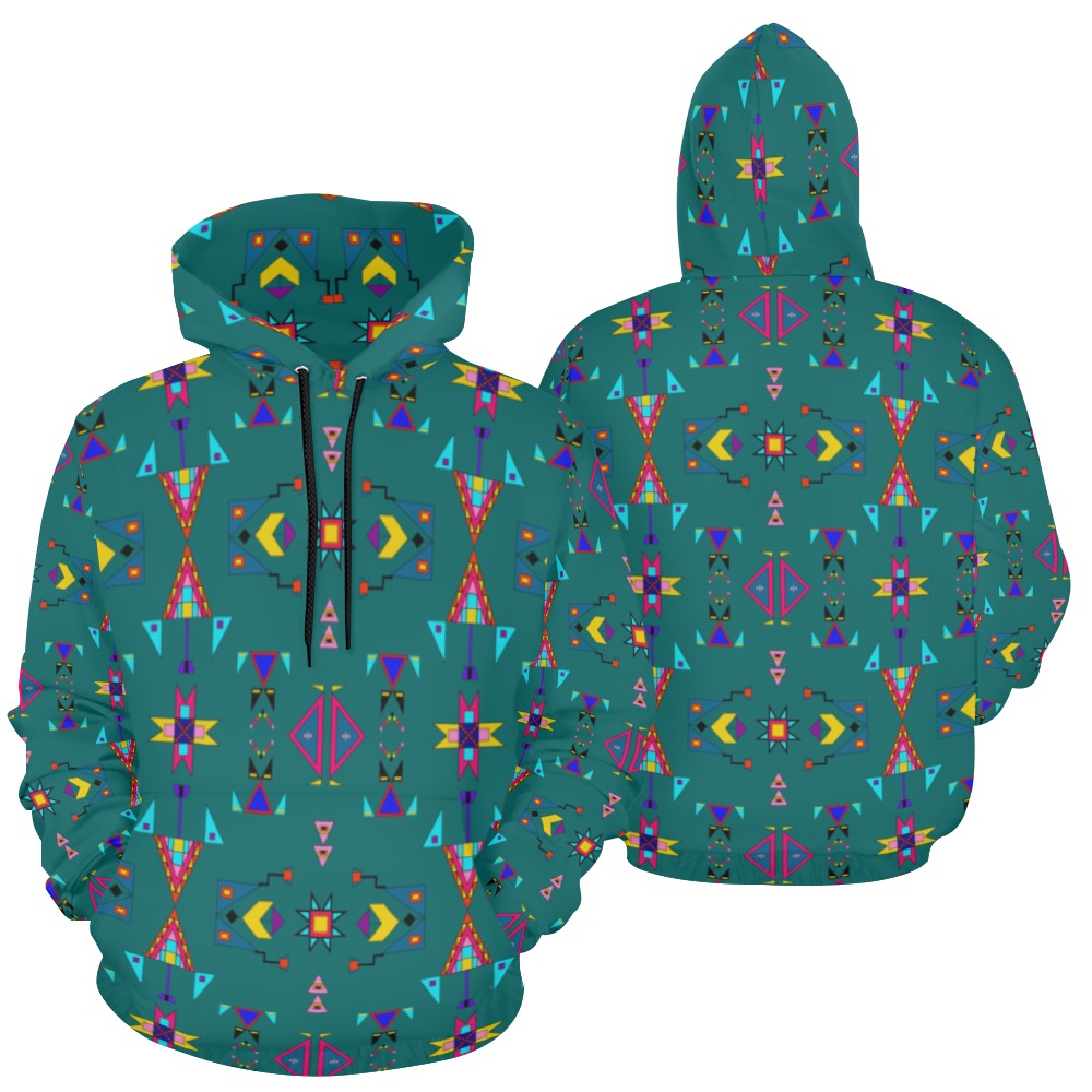 Enemy Territory Teal Hoodie for Women (USA Size)