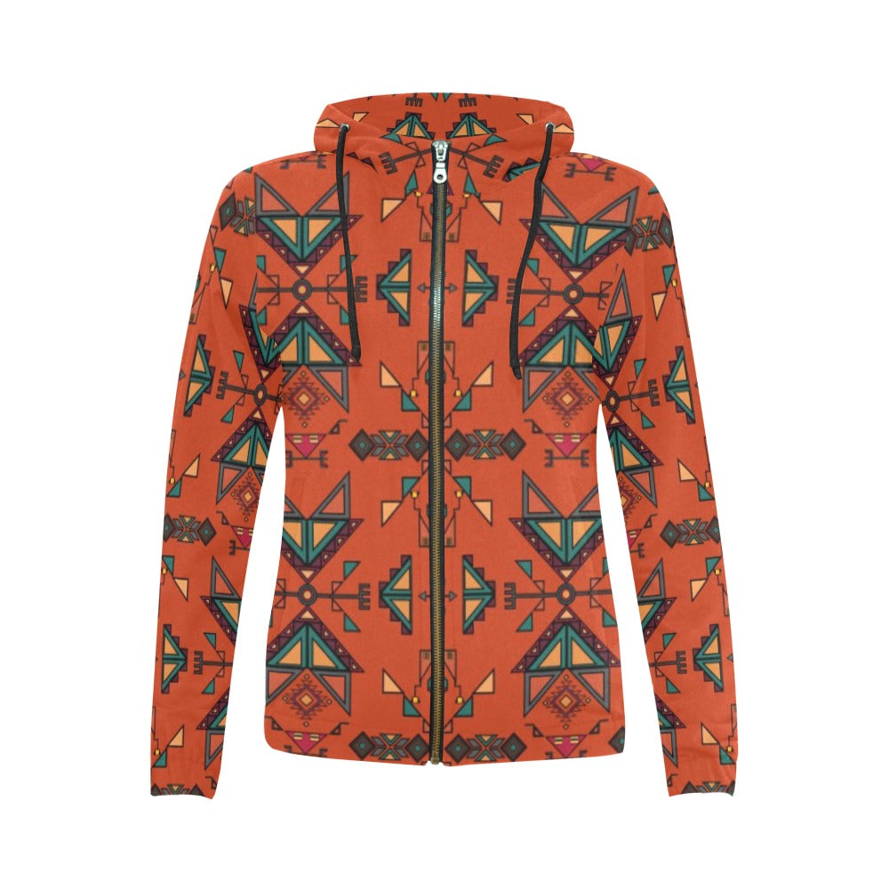 Arrow dawn Orange Full Zip Hoodie for Women