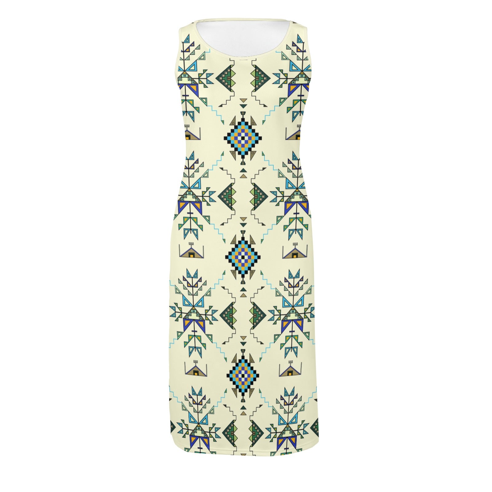 Bear Shield Cream Phaedra Sleeveless Open Fork Long Dress