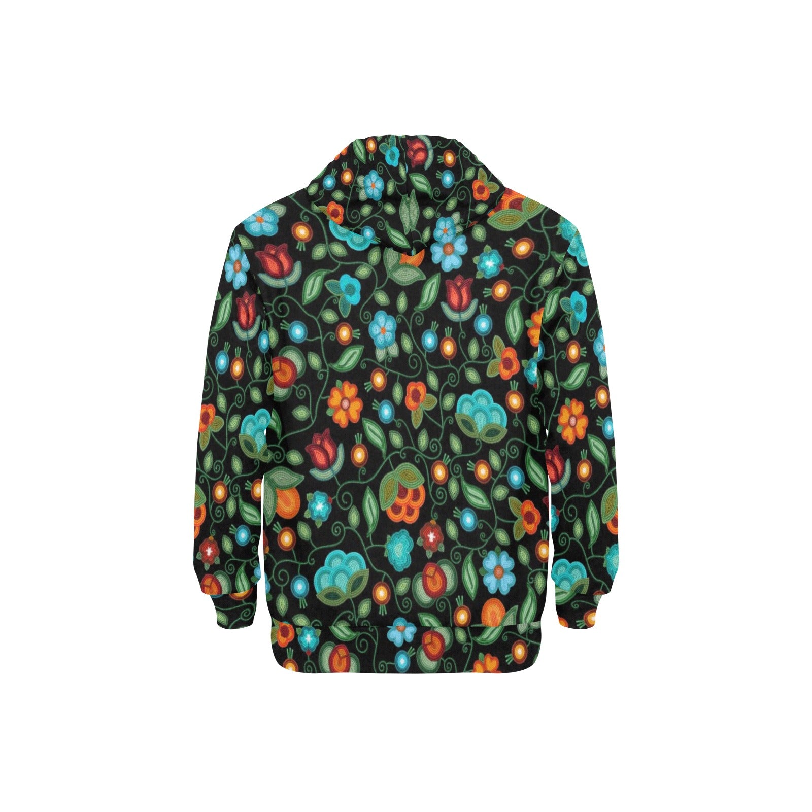 Prairie Fire Petals Black Men's Long Sleeve Fleece Hoodie