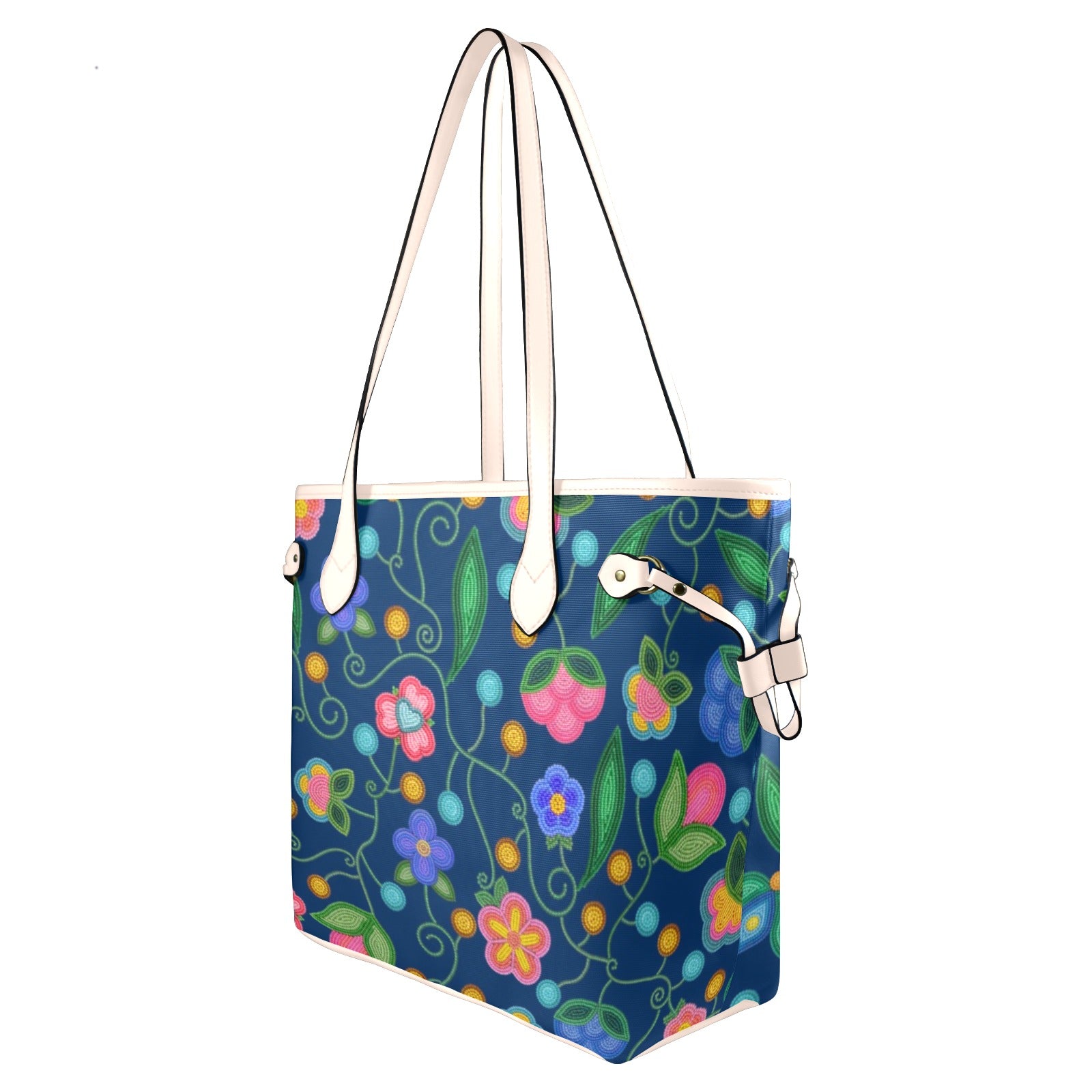 Skyberry Serenade Navy Clover Canvas Tote Bag