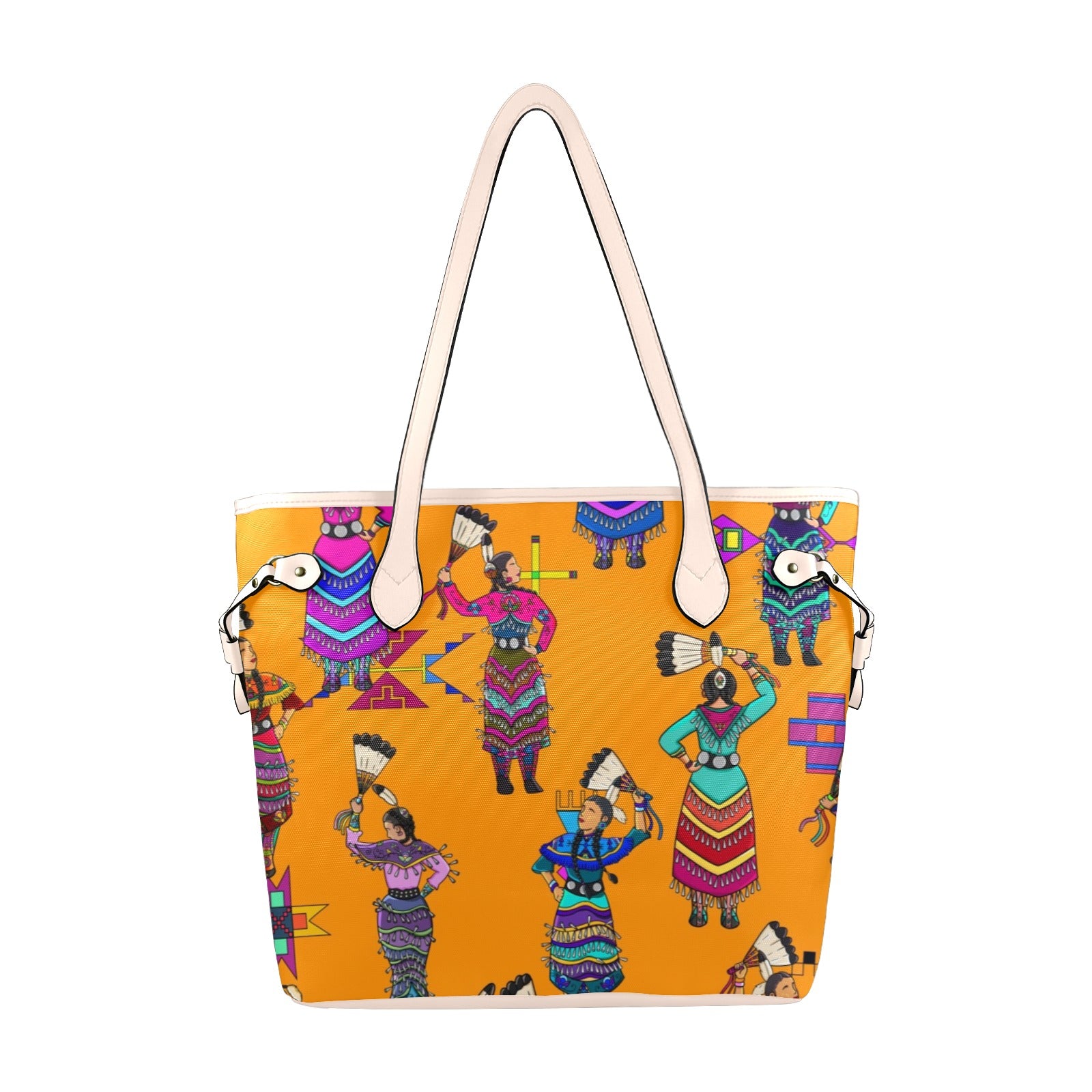 Women's Jingle Dancers Orange Clover Canvas Tote Bag