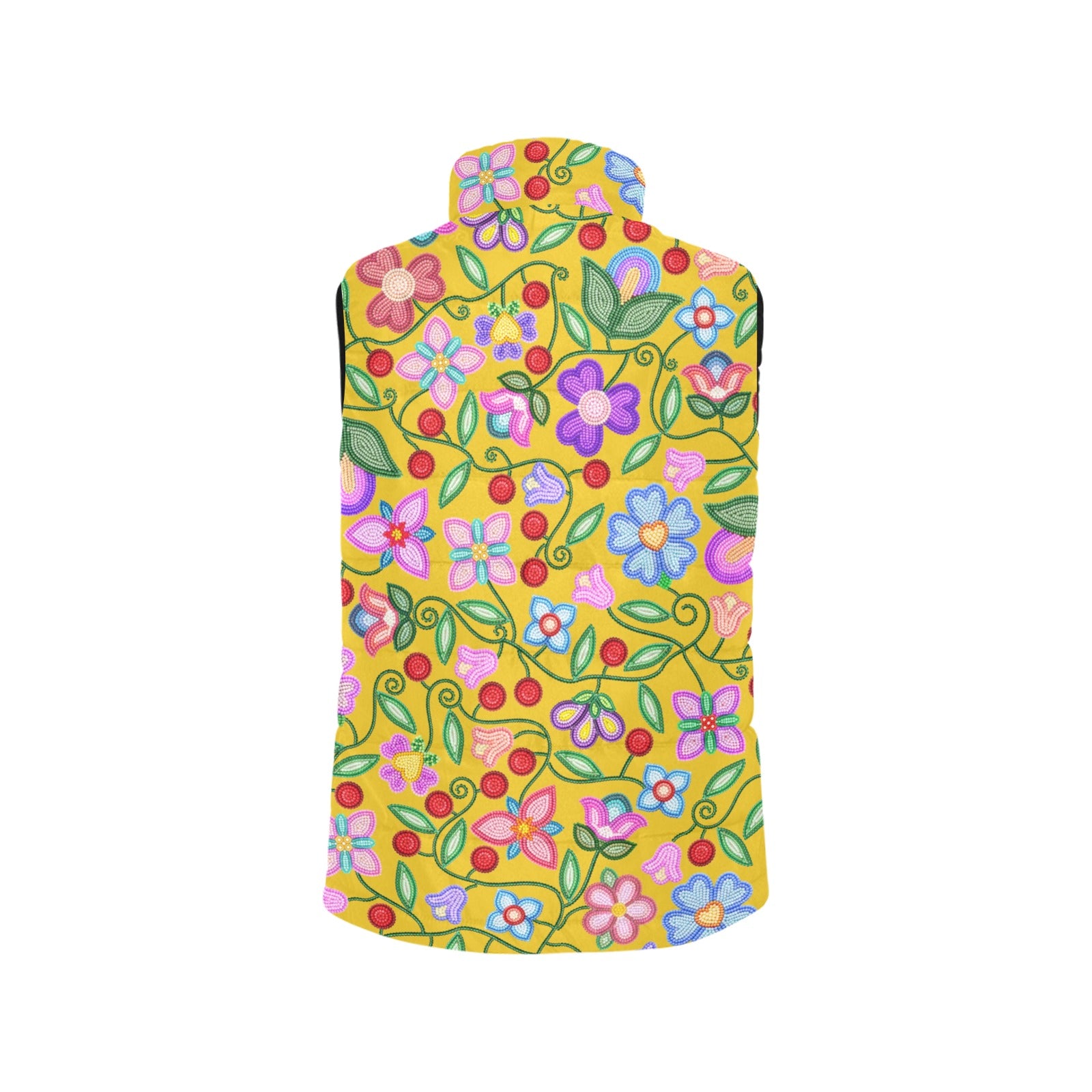 Petal Harmony Ochre Women's Padded Vest Jacket