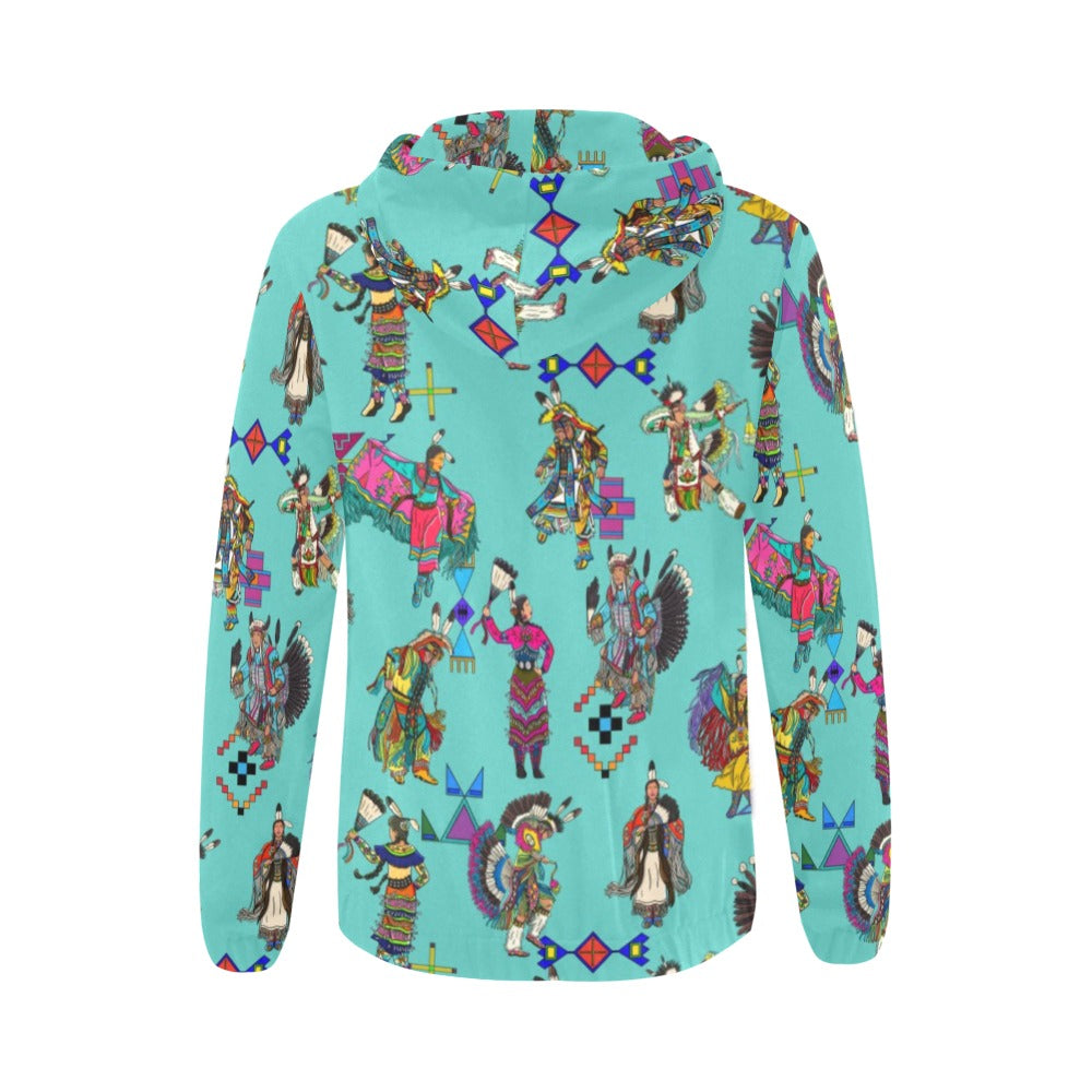 Grand Entry Dancers Eggshell Blue Full Zip Hoodie for Women