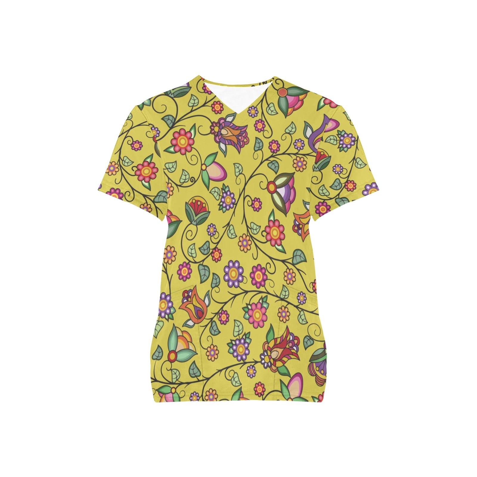 Heartbeat Petals Yellow Scrub Top