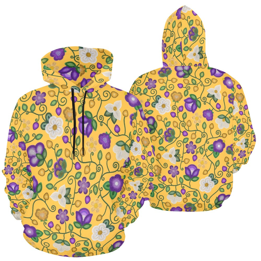 Midnight Moss Bloom Yellow All Over Print Hoodie for Women (USA Size)
