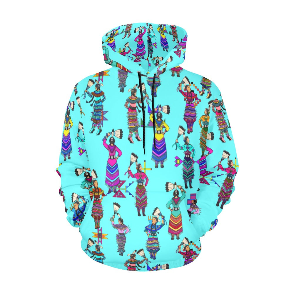 Women's Jingle Dancers Turquoise Hoodie for Men (USA Size)