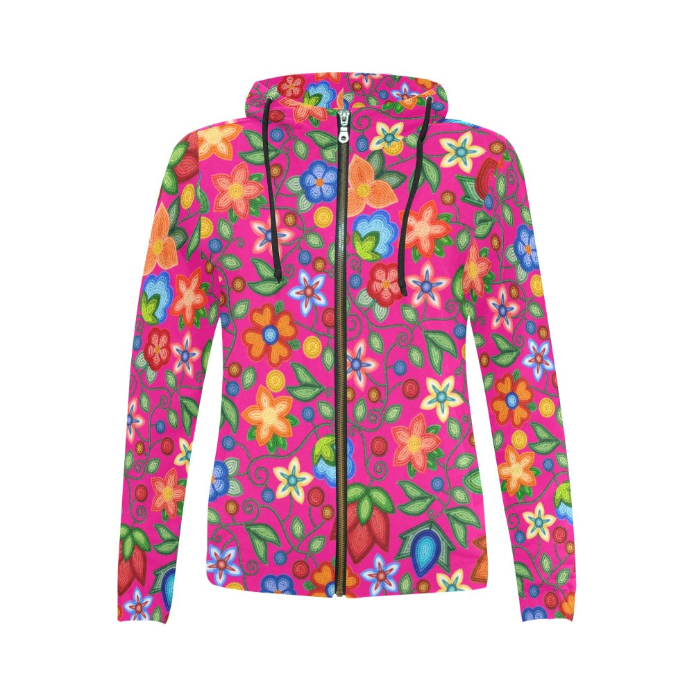 Morning Harmony Pink Full Zip Hoodie for Women