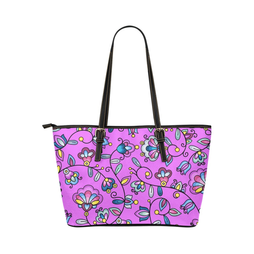 Autumn Bundle Blessing Purple Leather Tote Bag/Large