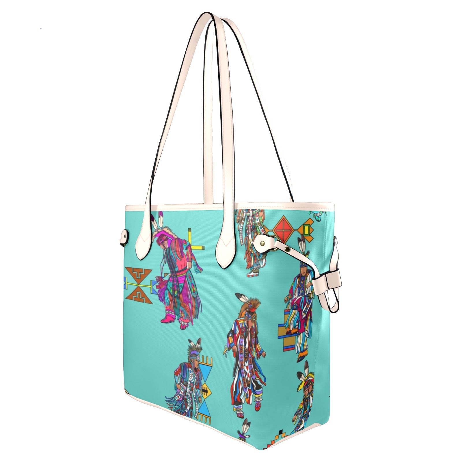 Men's Grass Dancers Eggshell Blue Clover Canvas Tote Bag