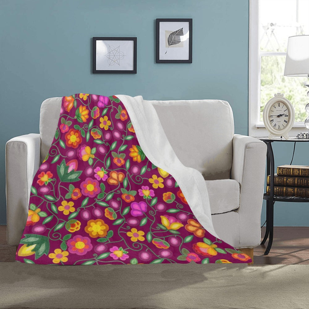 Boreal Bounty Dark Magenta Ultra-Soft Micro Fleece Blanket 40"x50"