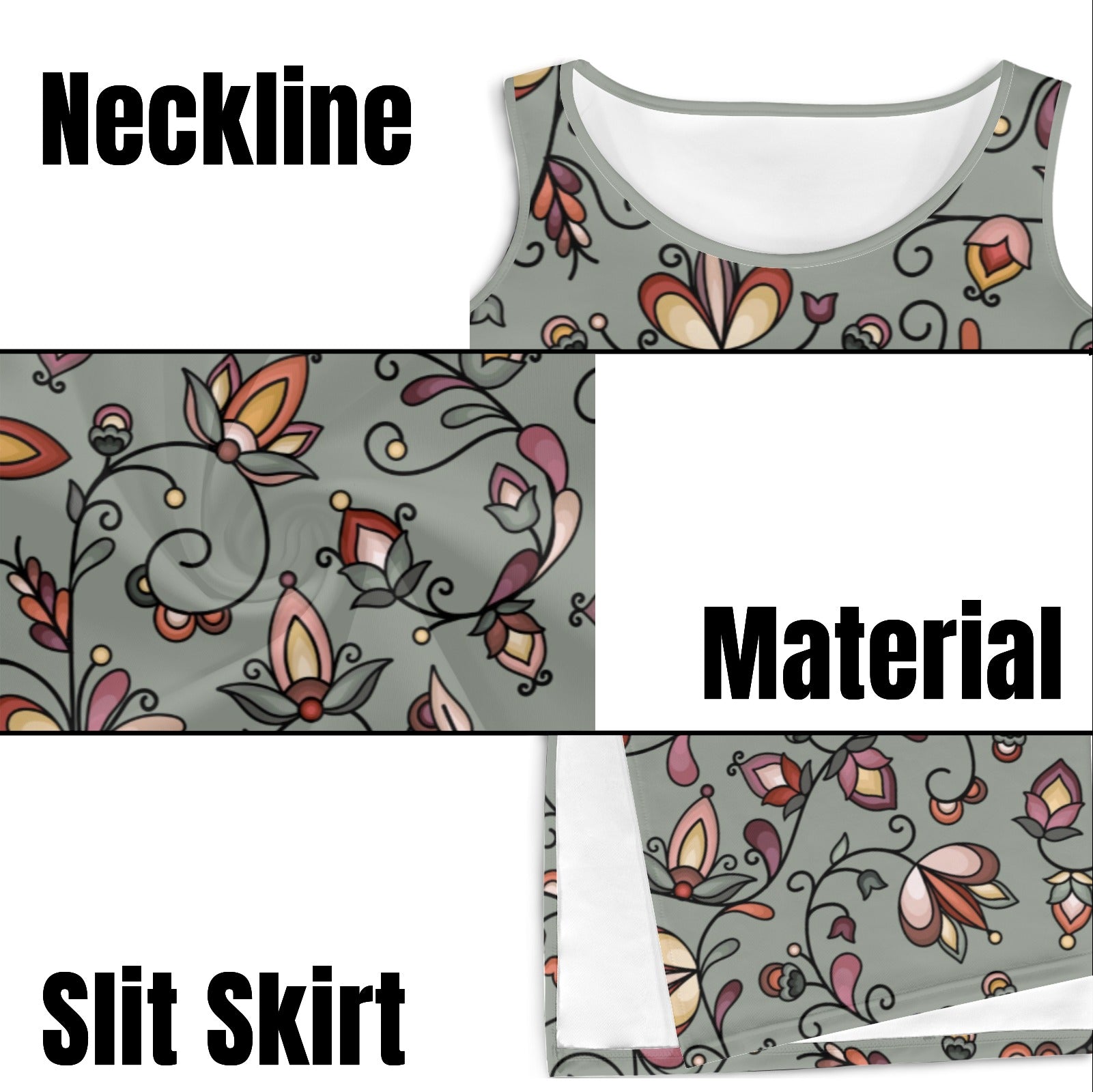 Burnt Sky Petals Green Phaedra Sleeveless Open Fork Long Dress