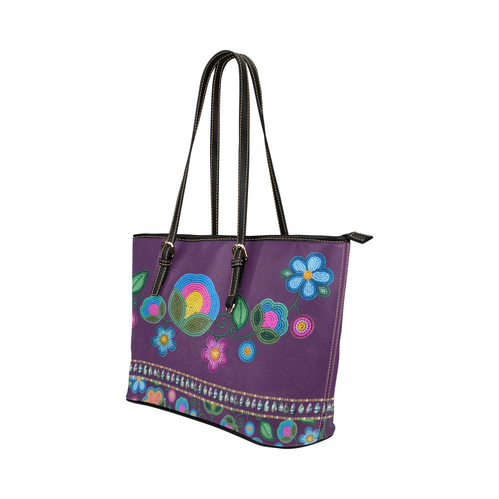 Turquoise Sunbeam Leather Tote Bag/Large