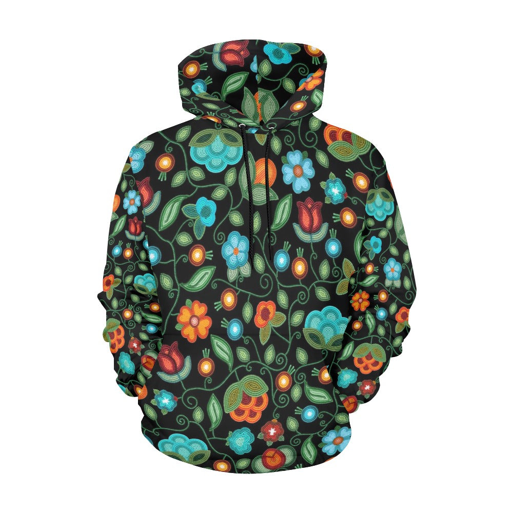 Prairie Fire Petals Black All Over Print Hoodie for Women (USA Size)