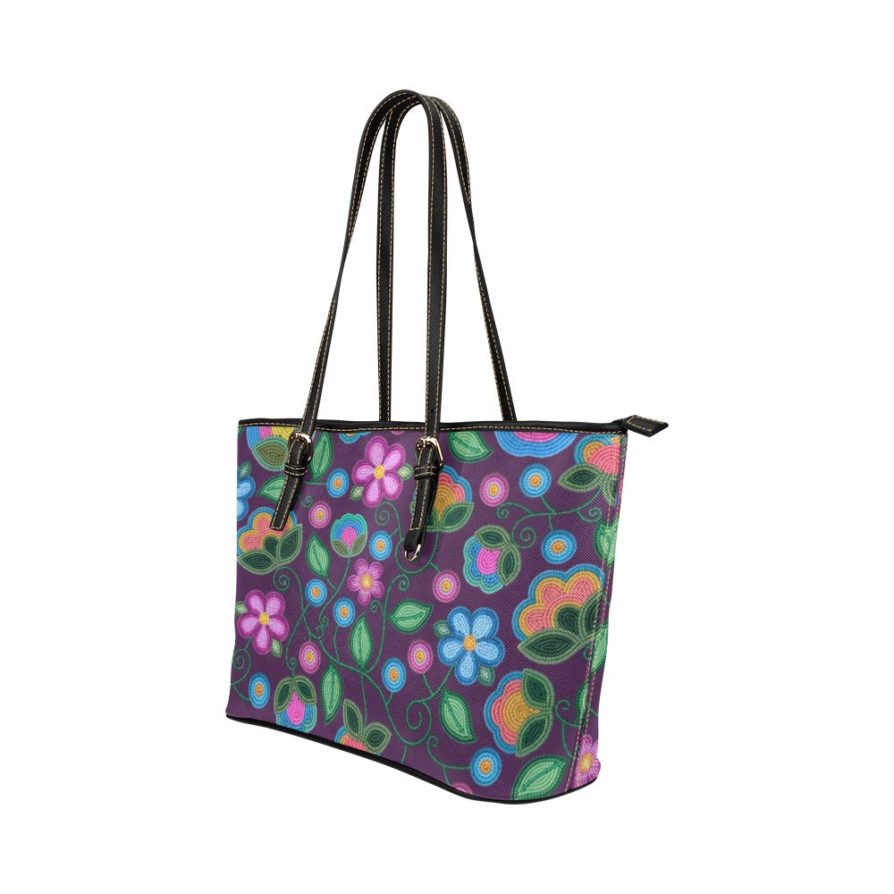 Turquoise Sunbeam Violet Leather Tote Bag/Large