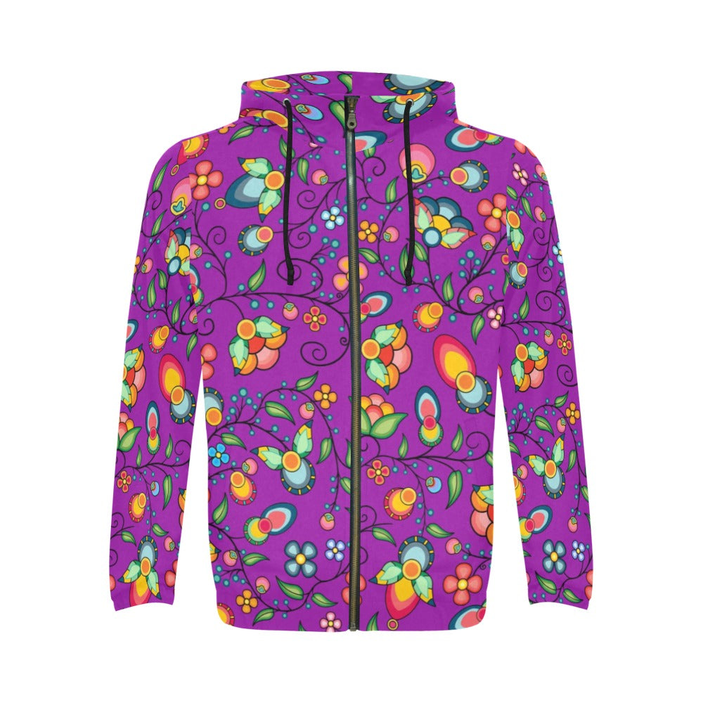Floral Bounty Purple Men's Zipper Hoodie