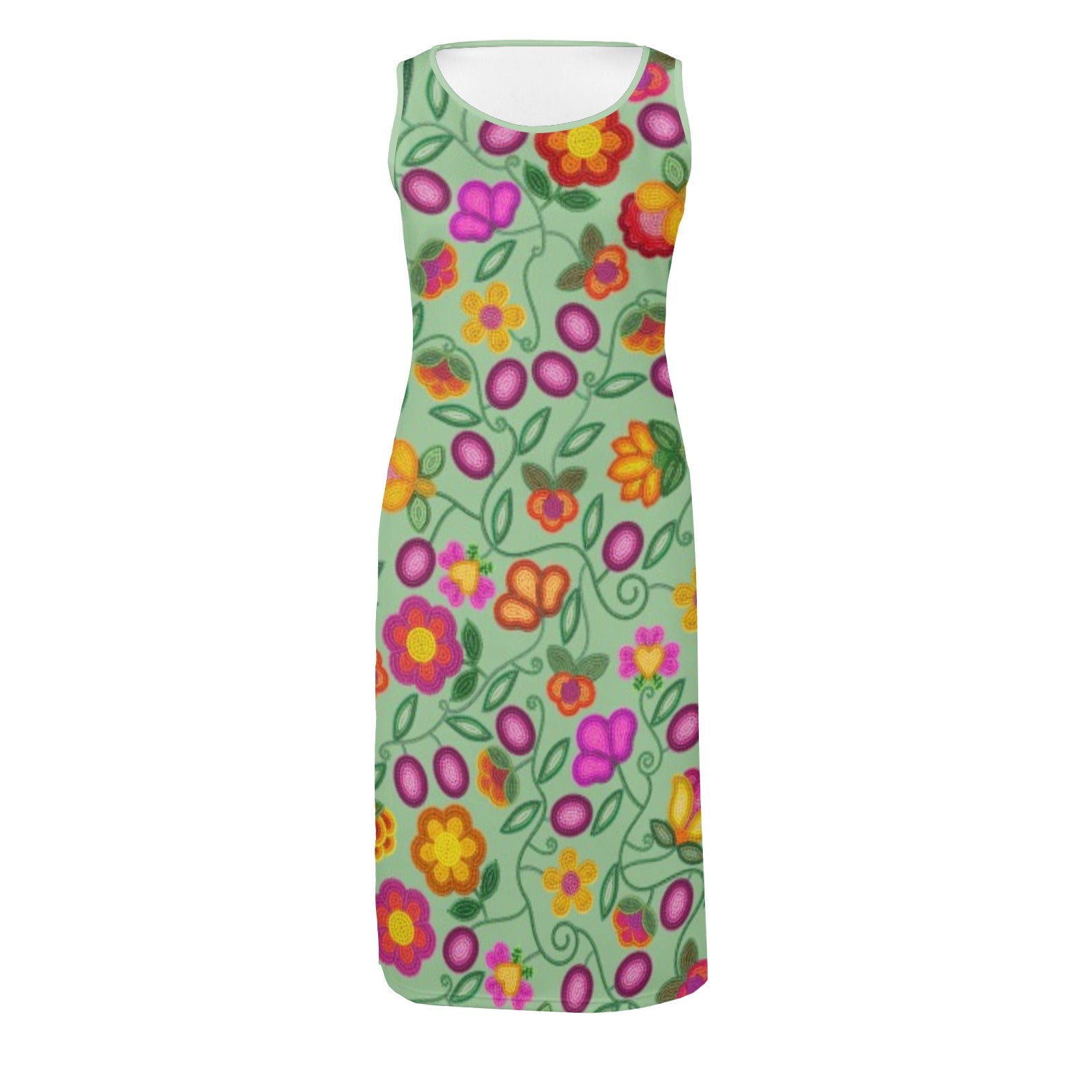 Boreal Bounty Green Phaedra Sleeveless Open Fork Long Dress