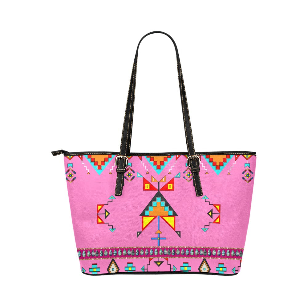 Sentinel of the Plains Pink Leather Tote Bag/Large