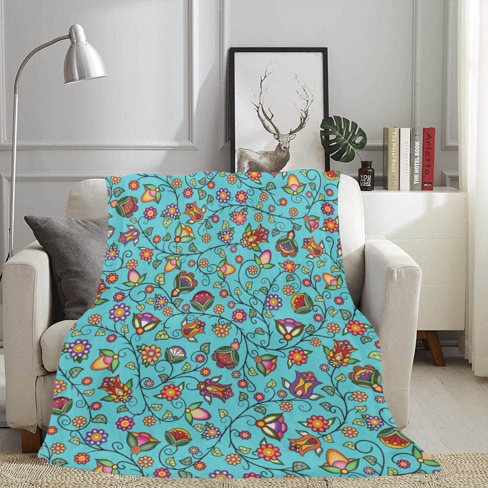 Heartbeat Petals Turquoise Ultra-Soft Micro Fleece Blanket 60"x80"