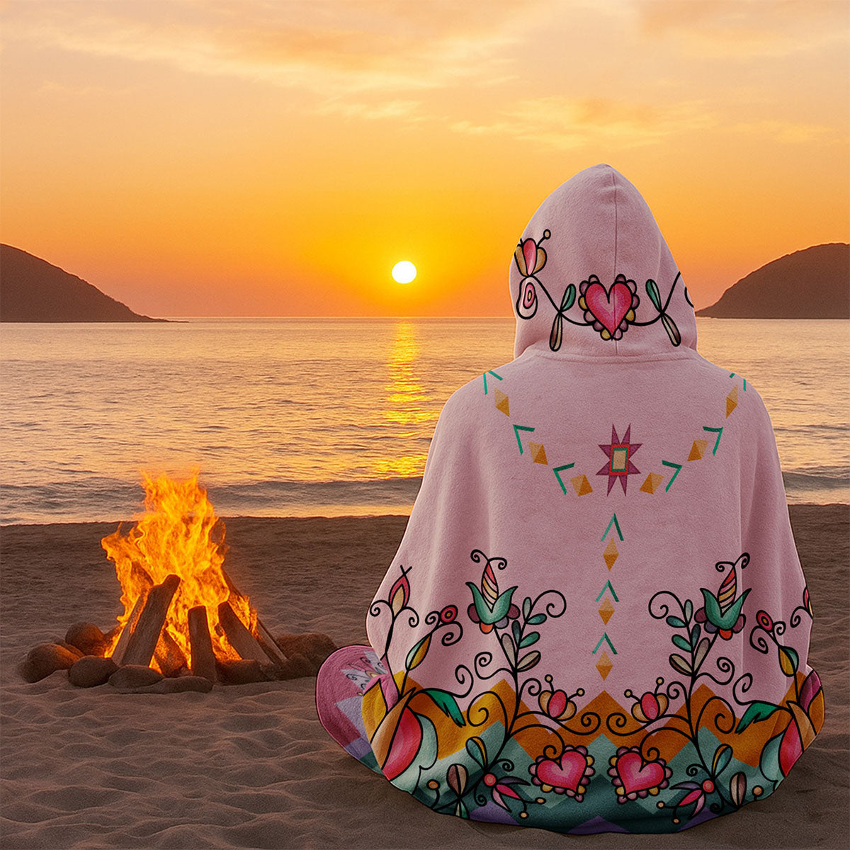 Harvest Hearth Floral Bloom Women's Hooded Blanket