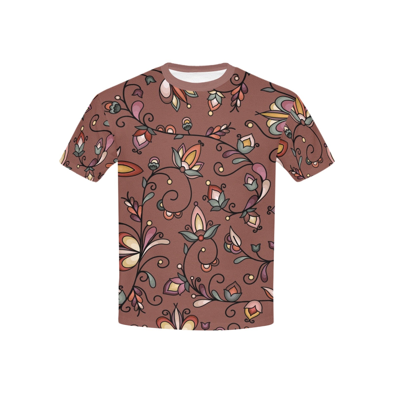 Burnt Sky Petals Brown Kids' T-shirt (USA Size)