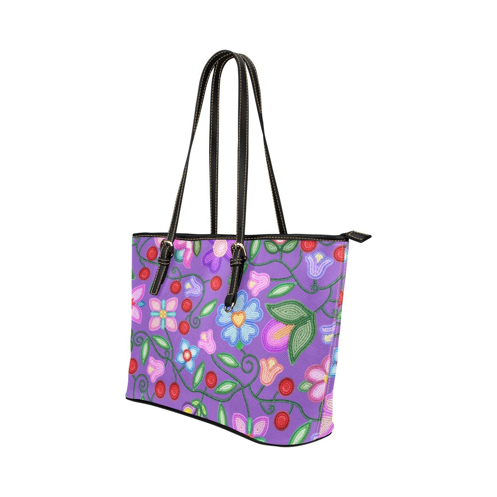 Petal Harmony Lavender Leather Tote Bag/Large