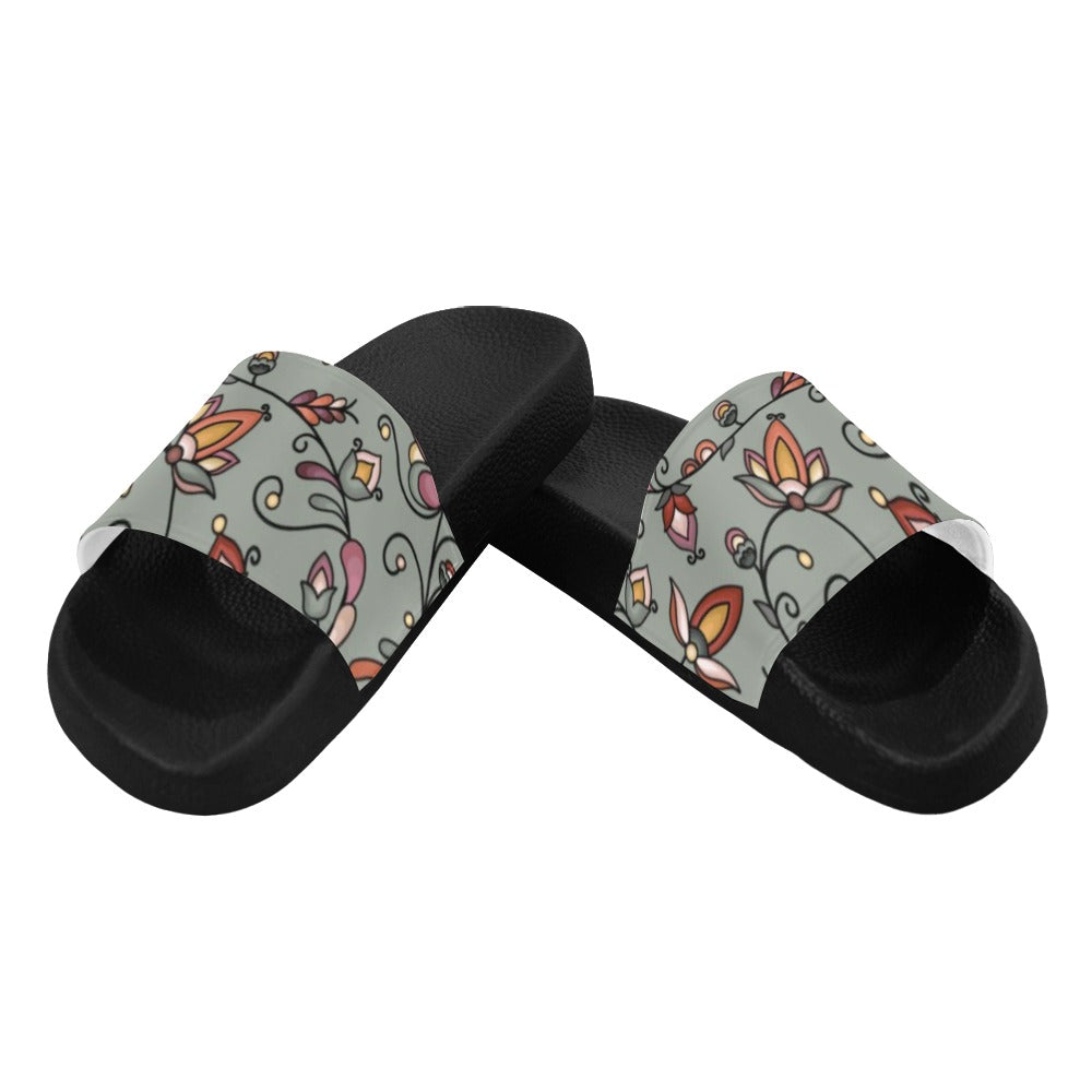 Burnt Sky Petals Green Men's Slide Sandals