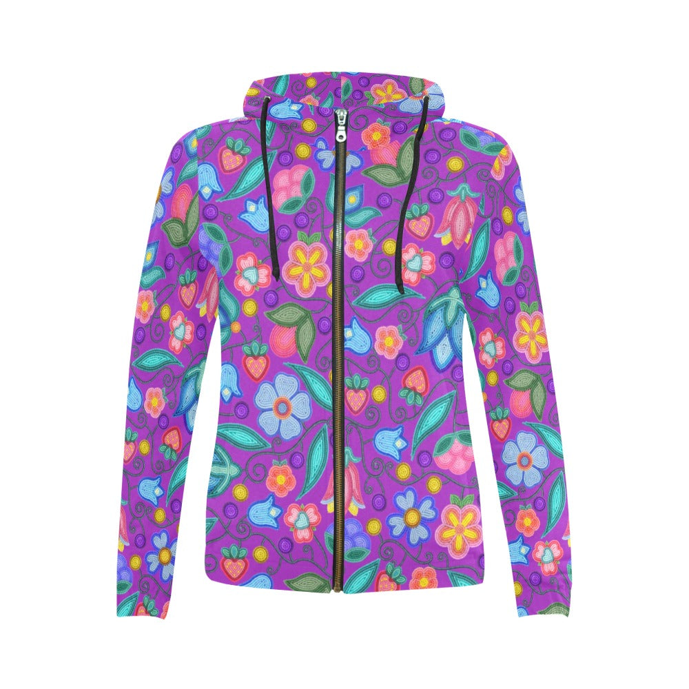 Sweet Offering Purple Full Zip Hoodie for Women