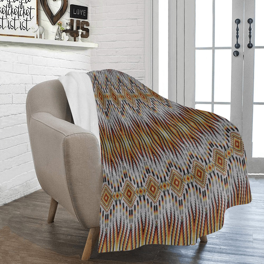 Fire Feather White Ultra-Soft Micro Fleece Blanket 50"x60"