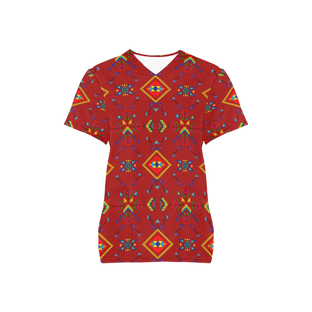 Buffalo Jump Red Scrub Top