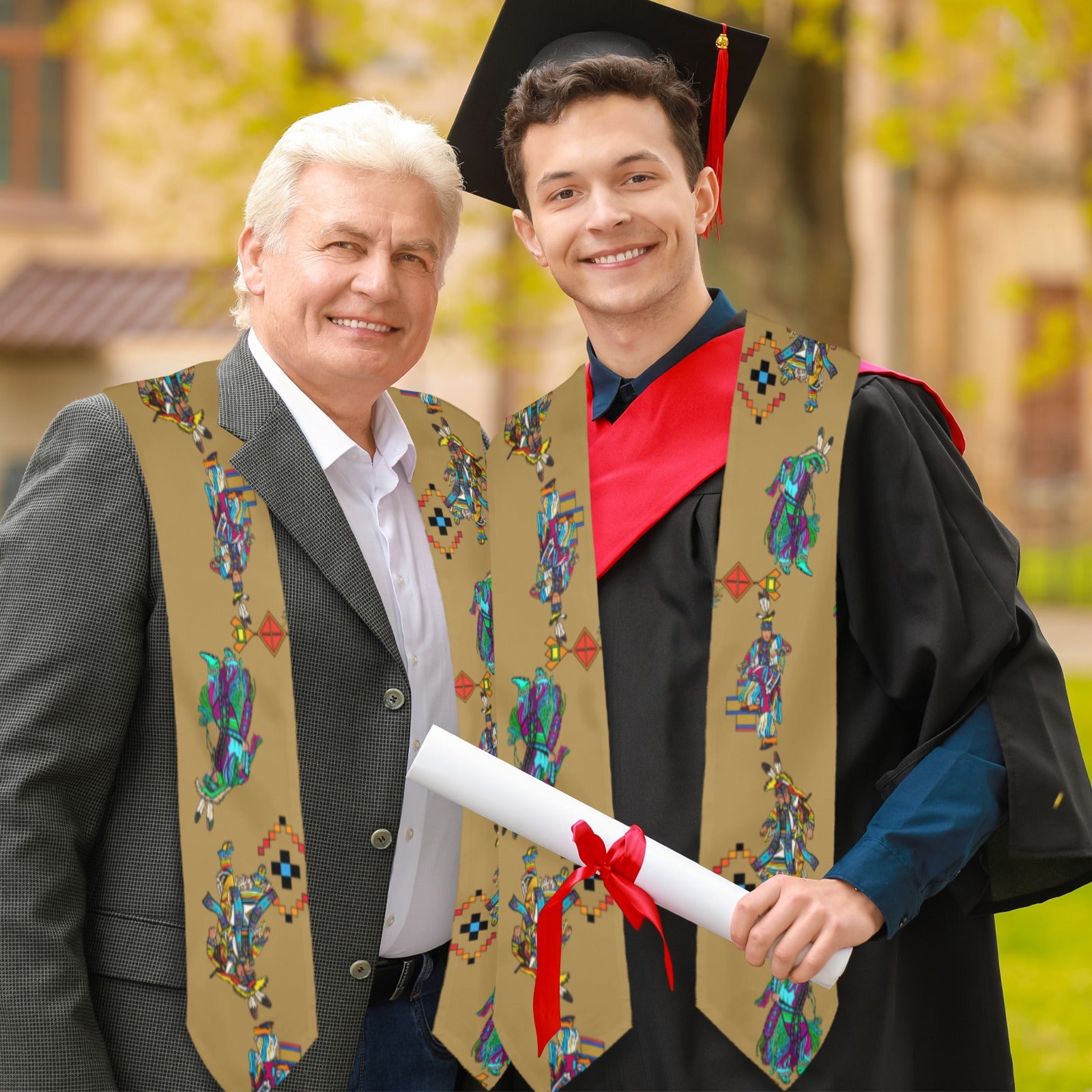 Men's Grass Dancers Earth Graduation Stole