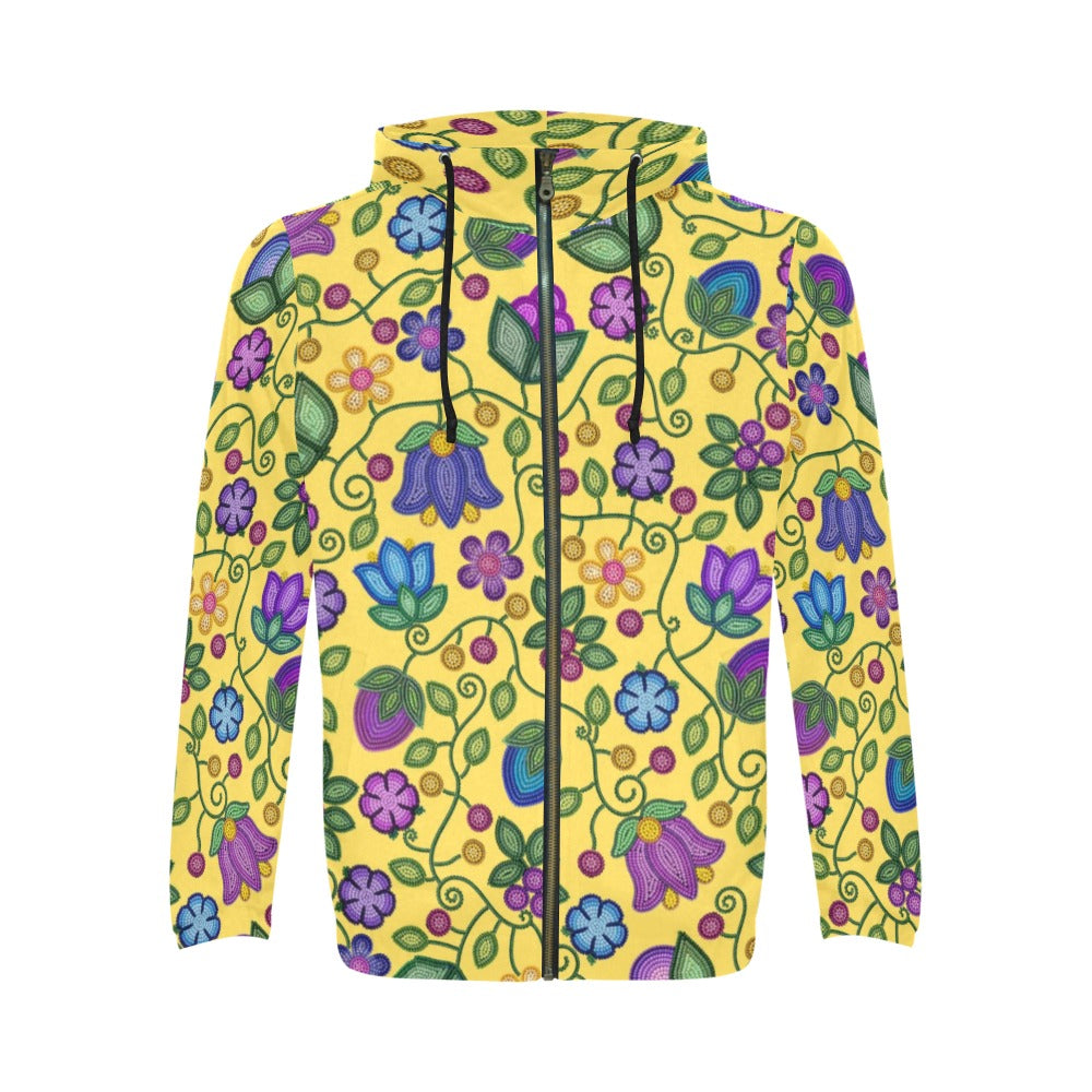 Bloom Uplift Yellow Men's Zipper Hoodie