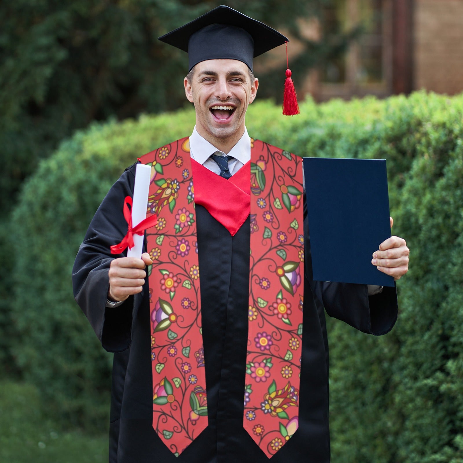 Heartbeat Petals Red Graduation Stole
