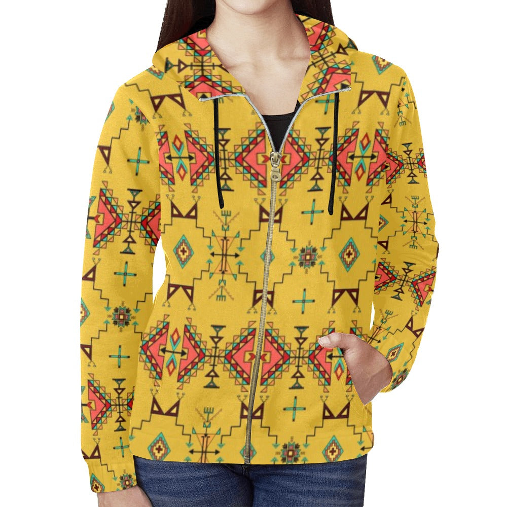 Thunder Flight Yellow Full Zip Hoodie for Women