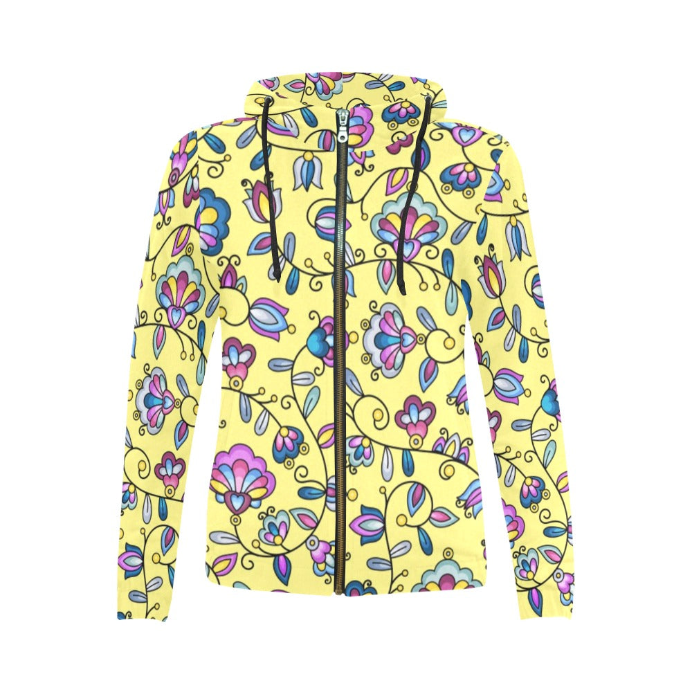 Autumn Bundle Blessing Yellow Full Zip Hoodie for Women