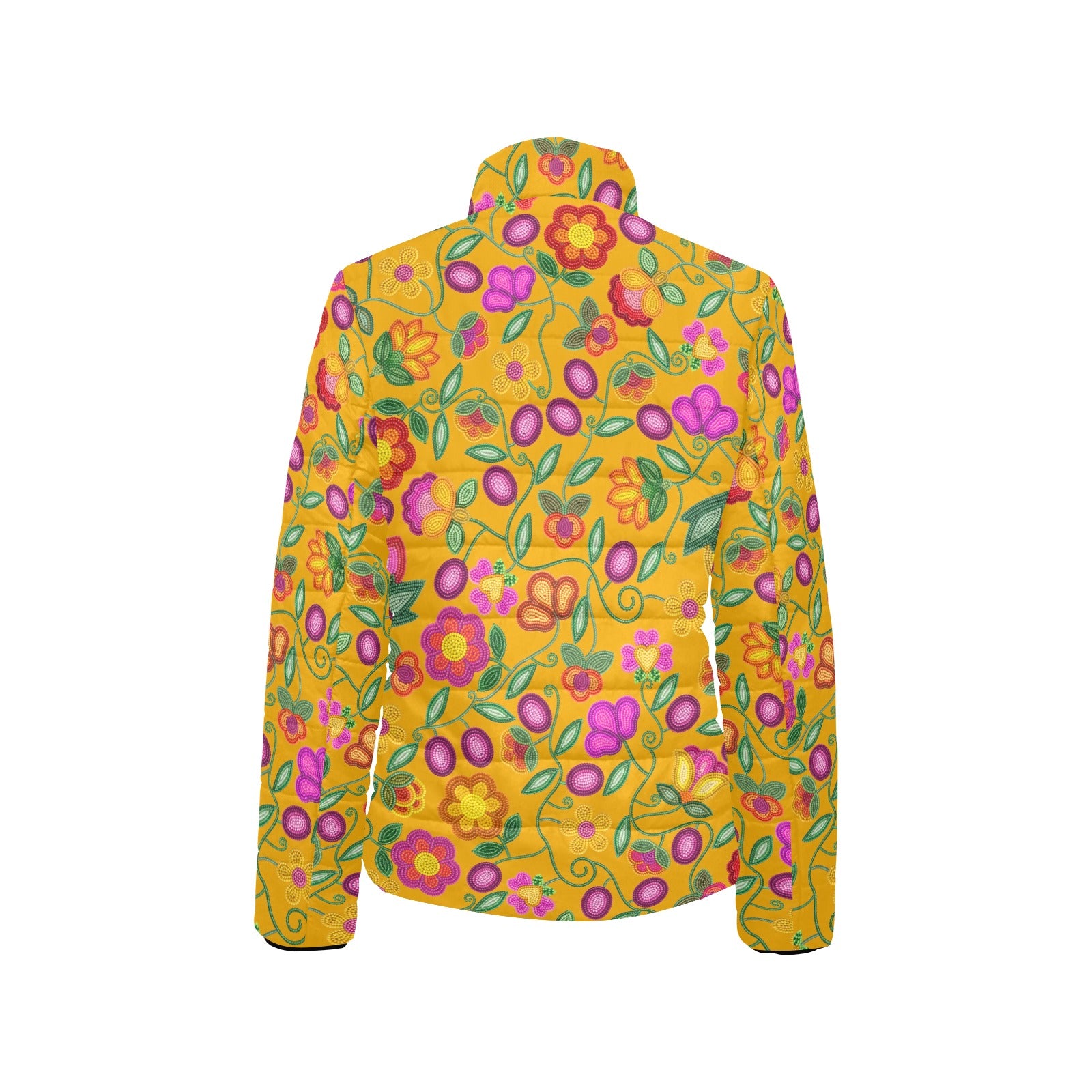Boreal Bounty Yellow Women's Stand Collar Padded Jacket