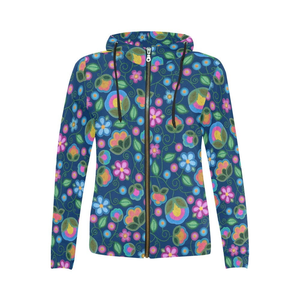 Turquoise Sunbeam Blue Full Zip Hoodie for Women