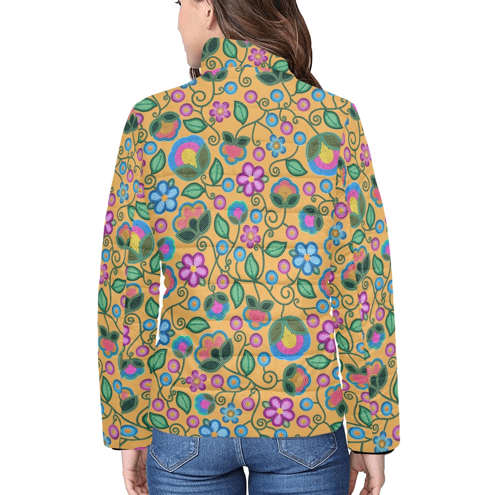 Turquoise Sunbeam Yellow Women's Stand Collar Padded Jacket