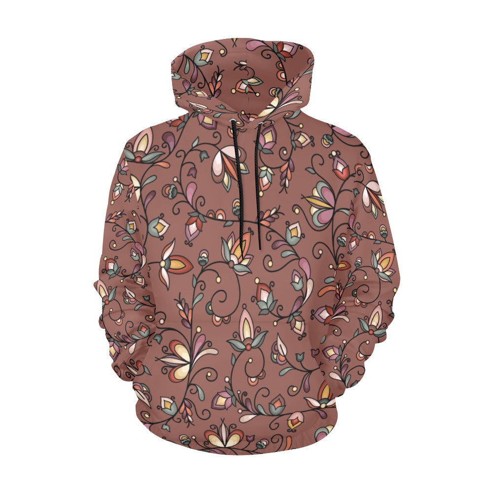 Burnt Sky Petals Brown Hoodie for Women (USA Size)