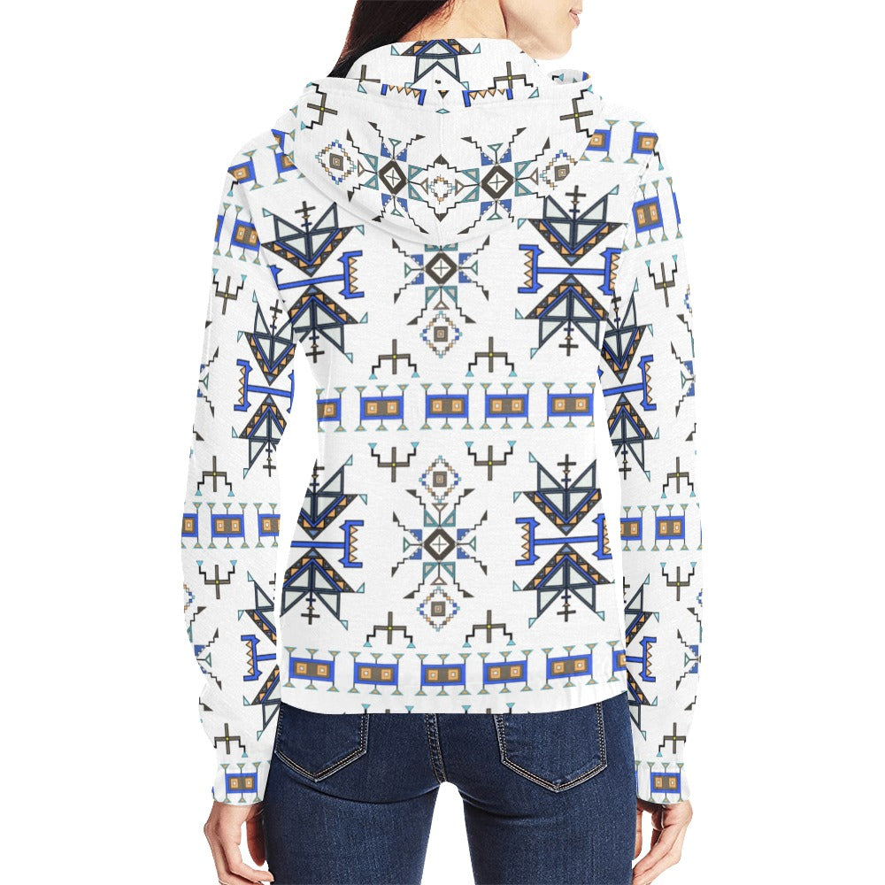 Eagle Strike White Full Zip Hoodie for Women