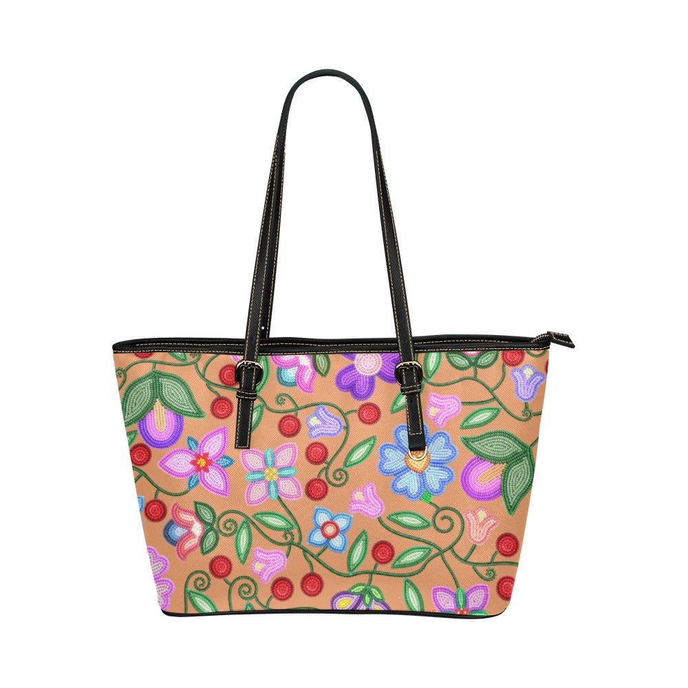 Petal Harmony Terracotta Leather Tote Bag/Large
