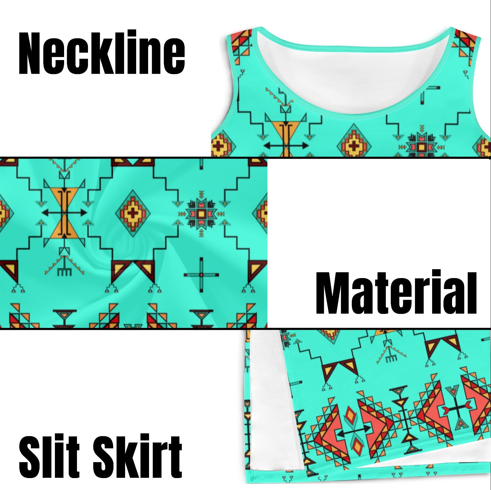 Thunder Flight Turquoise Phaedra Sleeveless Open Fork Long Dress