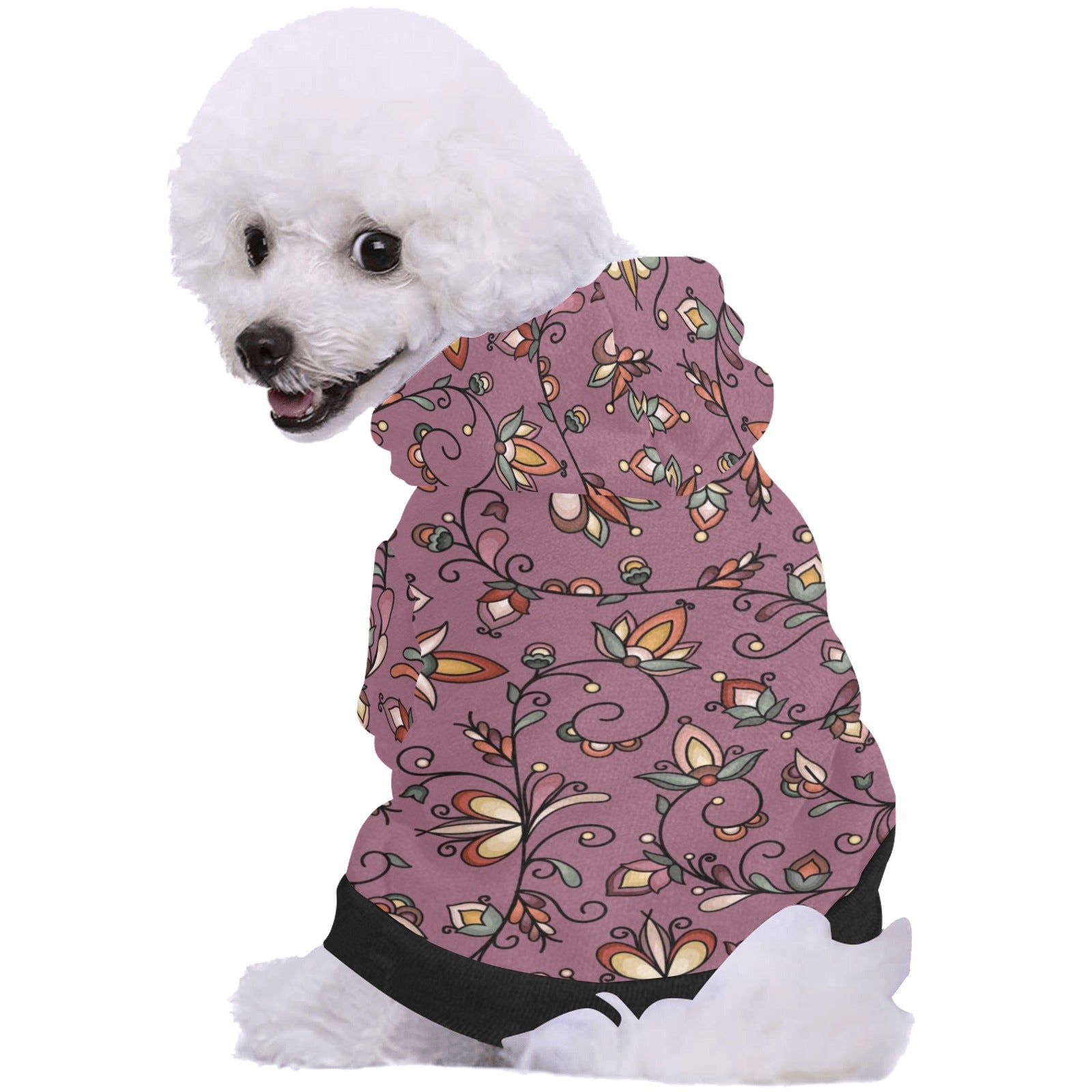 Burnt Sky Petals Magenta Pet Dog Hoodie