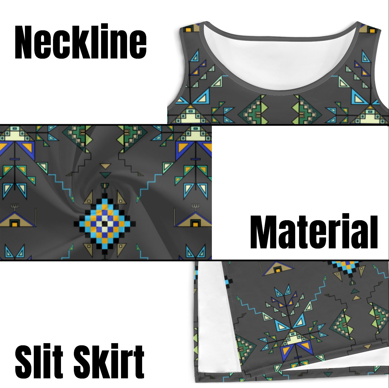 Bear Shield Dark Gray Phaedra Sleeveless Open Fork Long Dress